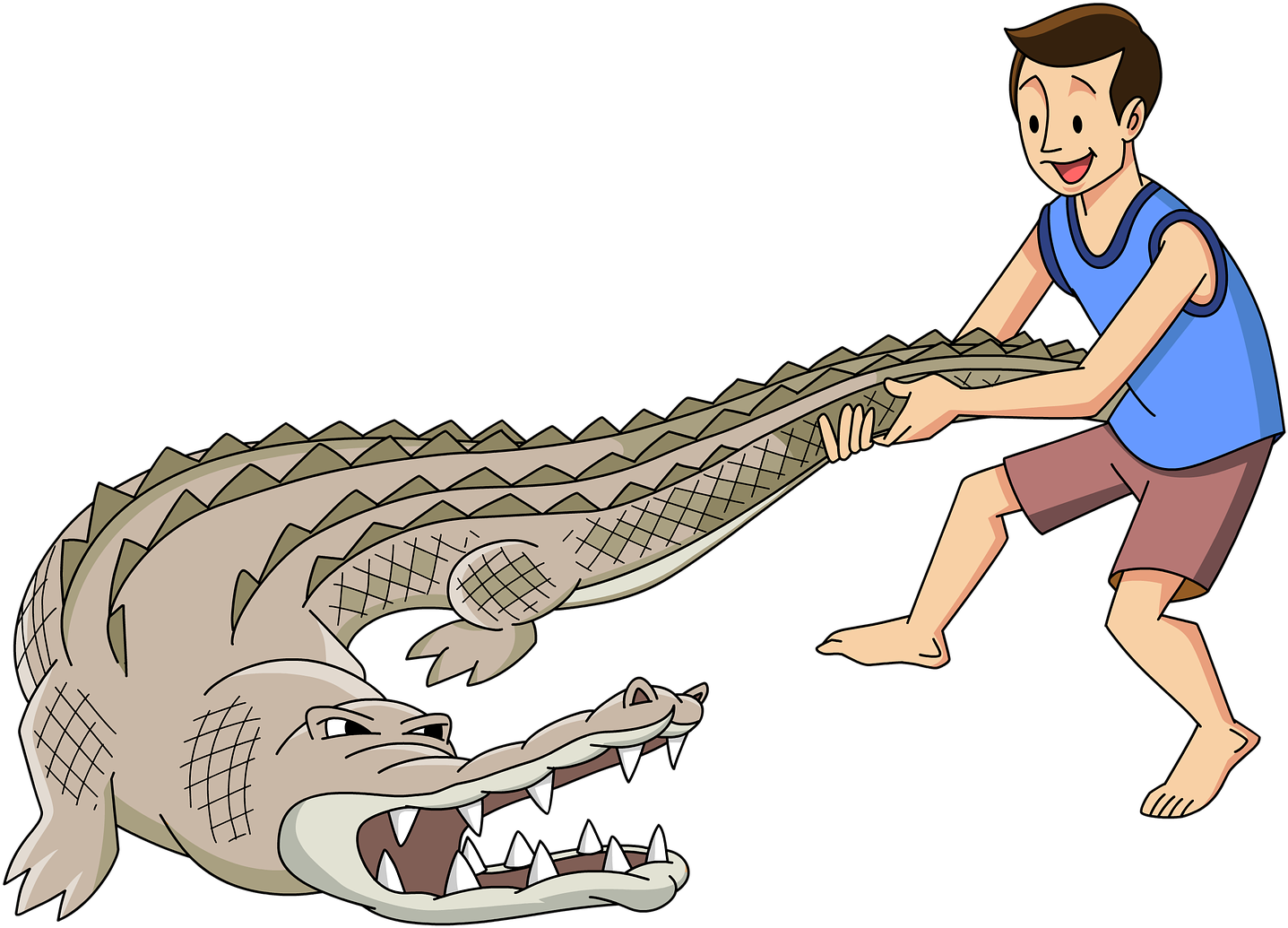 On Facebook Friday, South Carolina's Fripp Island Resort - Man Wrestling Alligator Cartoon (1920x1357), Png Download