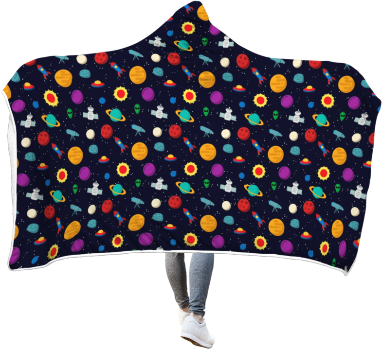 3d Planets And Spaceships In Galaxy Full-print Hooded - Polka Dot (800x800), Png Download