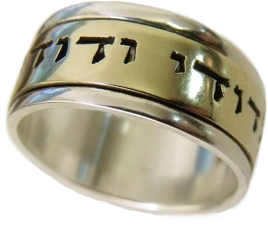 Spinning Gold And Silver Ani L'dodi Ring - Titanium Ring (600x600), Png Download