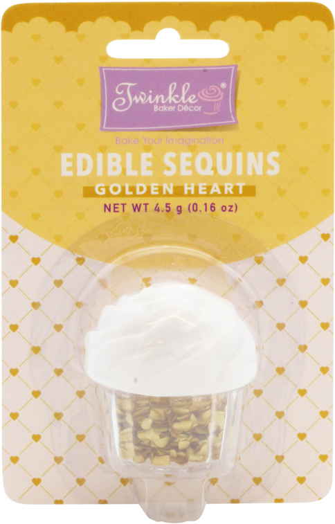 Golden Heart Edible Sequins - Cosmetics (800x800), Png Download
