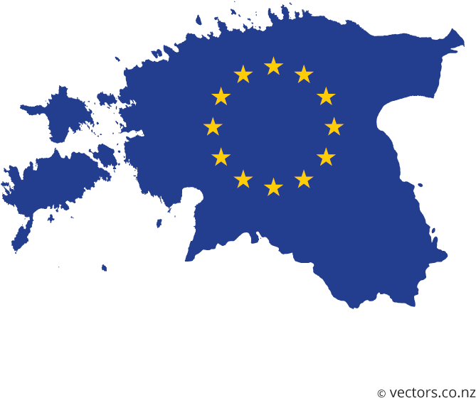 Eu Flag Vector Map Of Estonia - Estonia Capital Map (700x700), Png Download