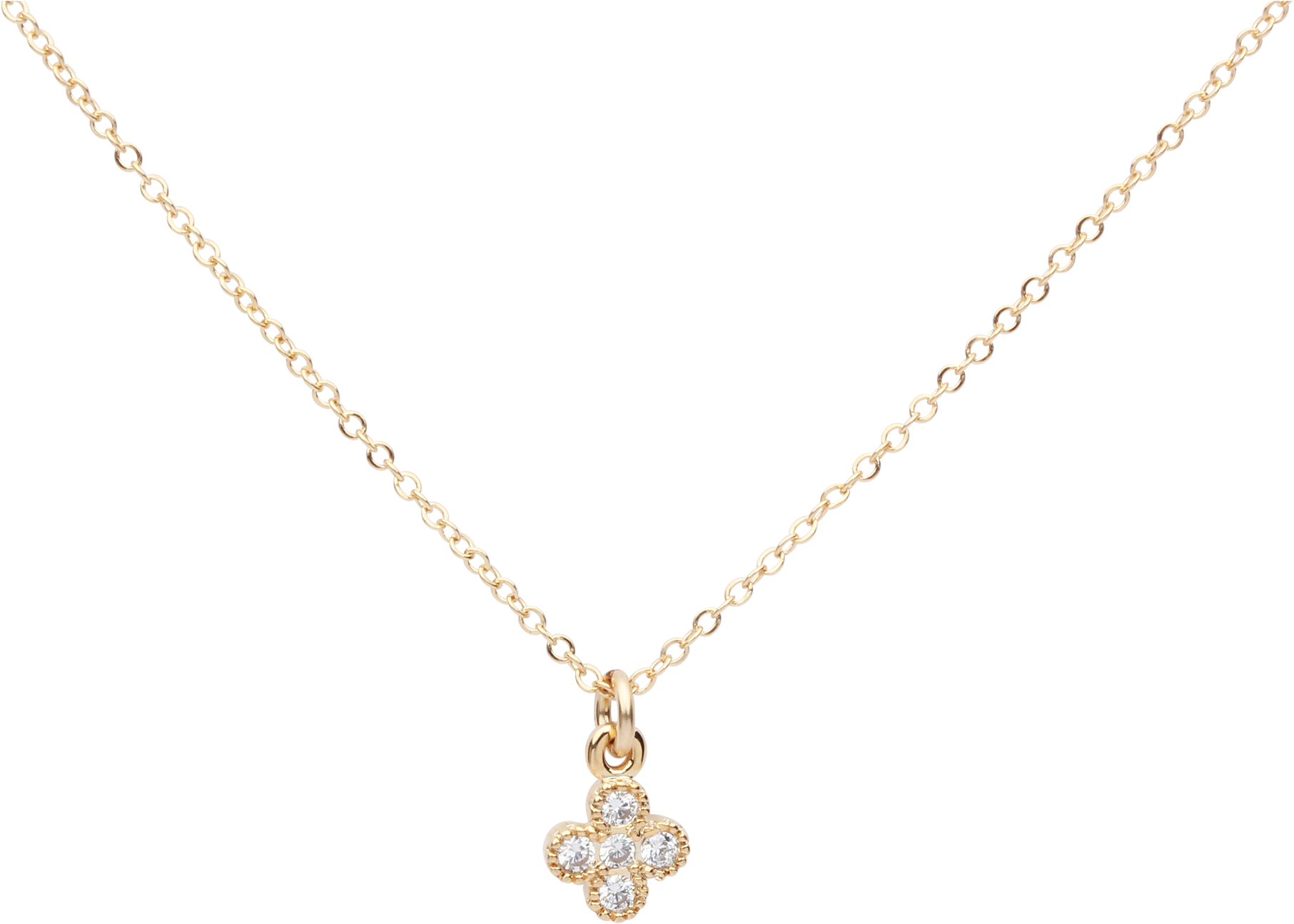 Cz Tiny Clover Necklace Jesus Piece, Clover Necklace, - Pendant (2000x2000), Png Download