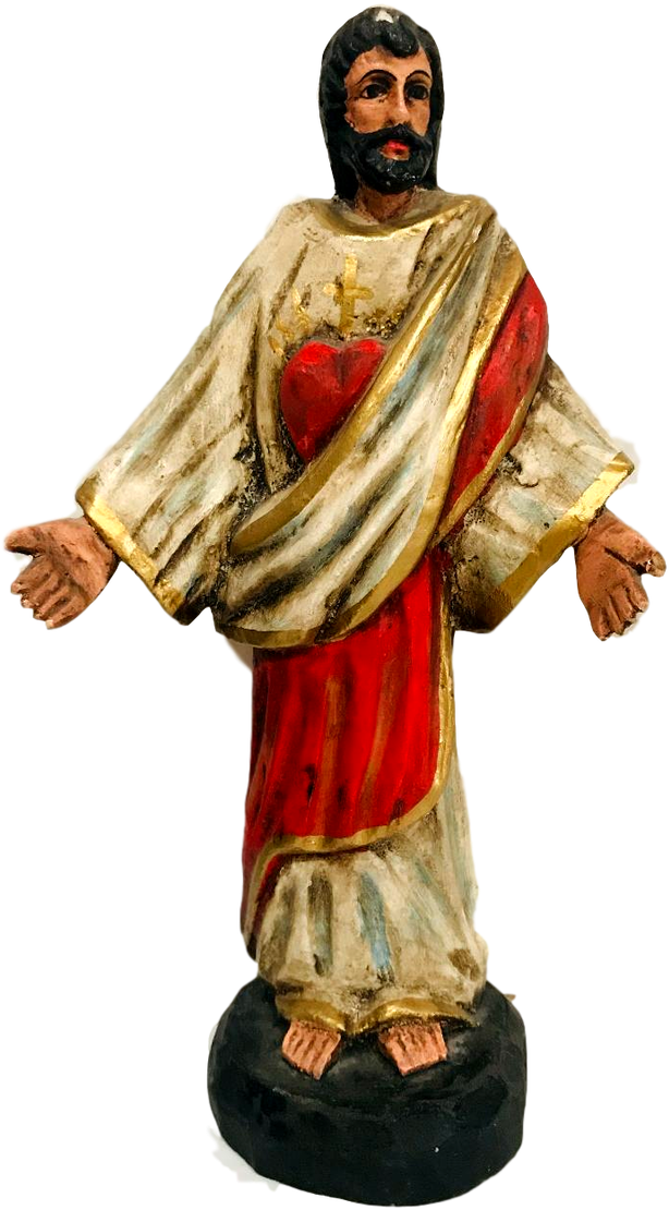 Religious Figurine Sacred Heart Of Jesus Wooden Piece - Carving (960x1280), Png Download