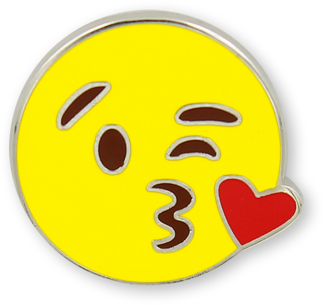 Emoji Blow A Kiss Enamel Pin - Circle (1200x1171), Png Download