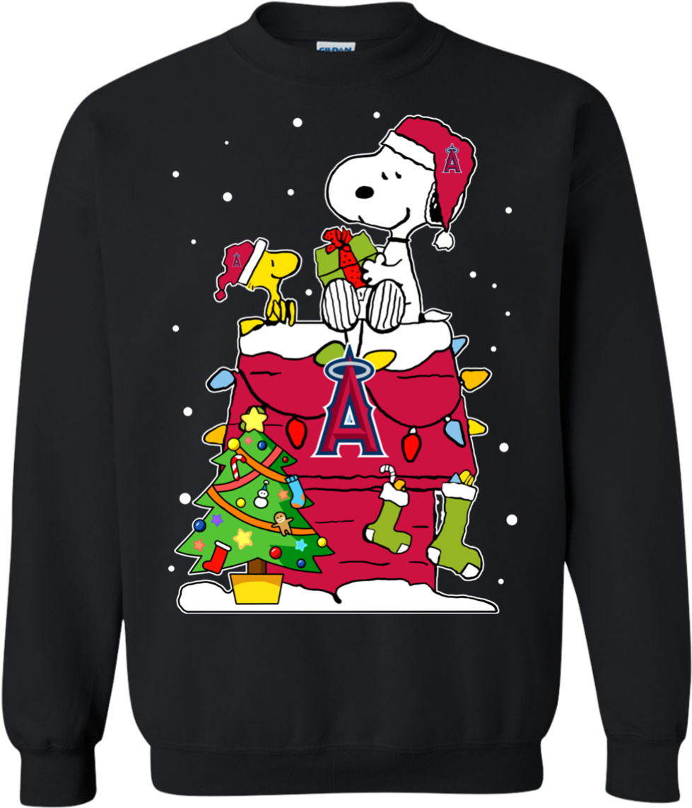 Shop Los Angeles Angels Snoopy Ugly Christmas Sweaters - Chicago Cubs Christmas Shirt (1155x1155), Png Download