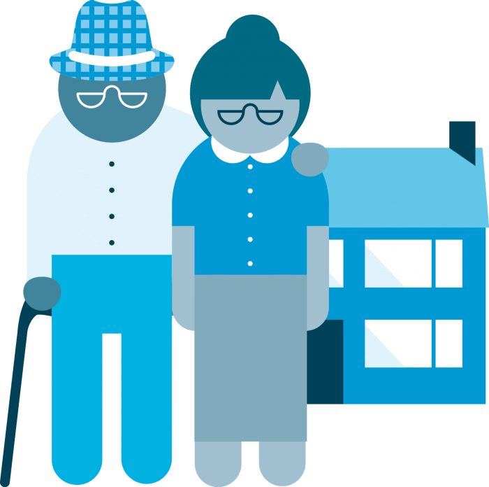 An Elderly Couple Outside Their House (700x696), Png Download
