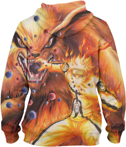 Naruto Nine Tails Pullover Hoodie - Naruto Sweatshirt (600x600), Png Download