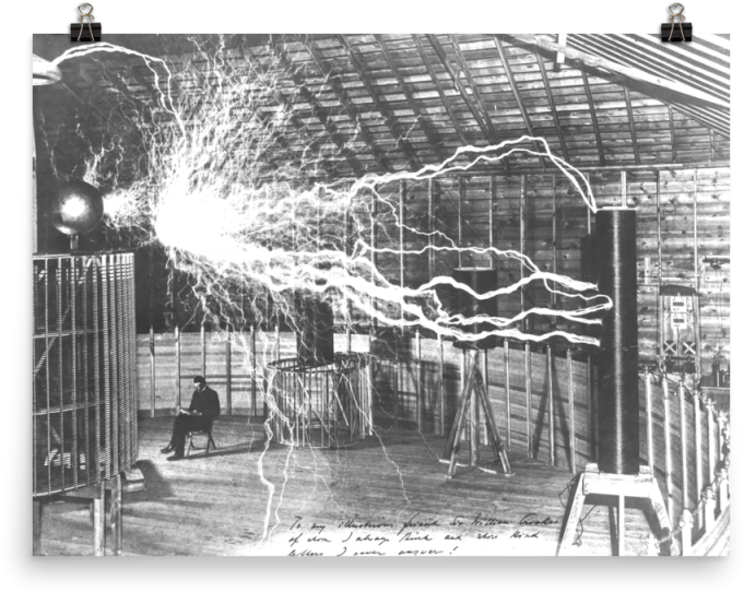 Nikola Tesla In His Colorado Springs Experimental Station - Nikola Tesla Labor (800x800), Png Download