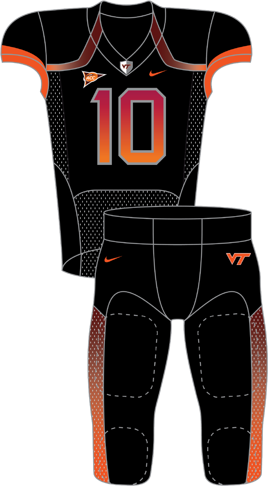 Virginia Tech 2010 Pro Combat Uniform - Trunks (979x1667), Png Download