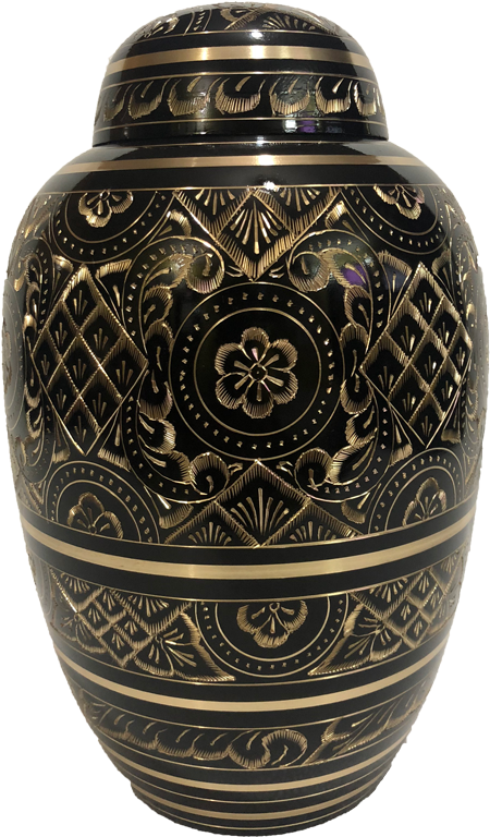 Lustrous Engraved Brass Urn - Porcelain (739x908), Png Download