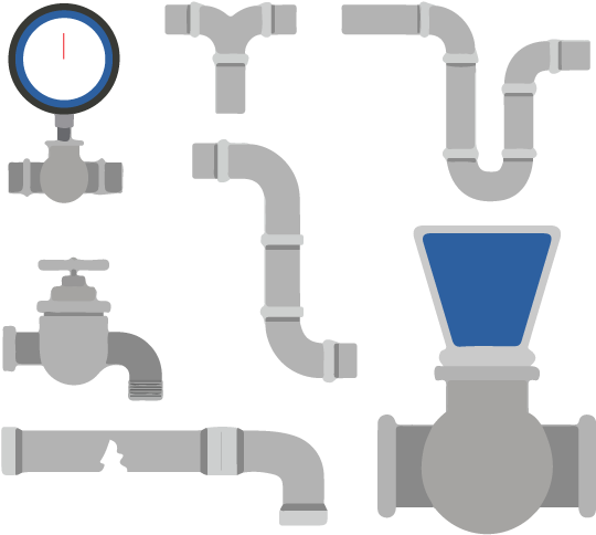 Colorful Set Of Pipes Plumbing Service 25030 - Service Pipes (601x541), Png Download