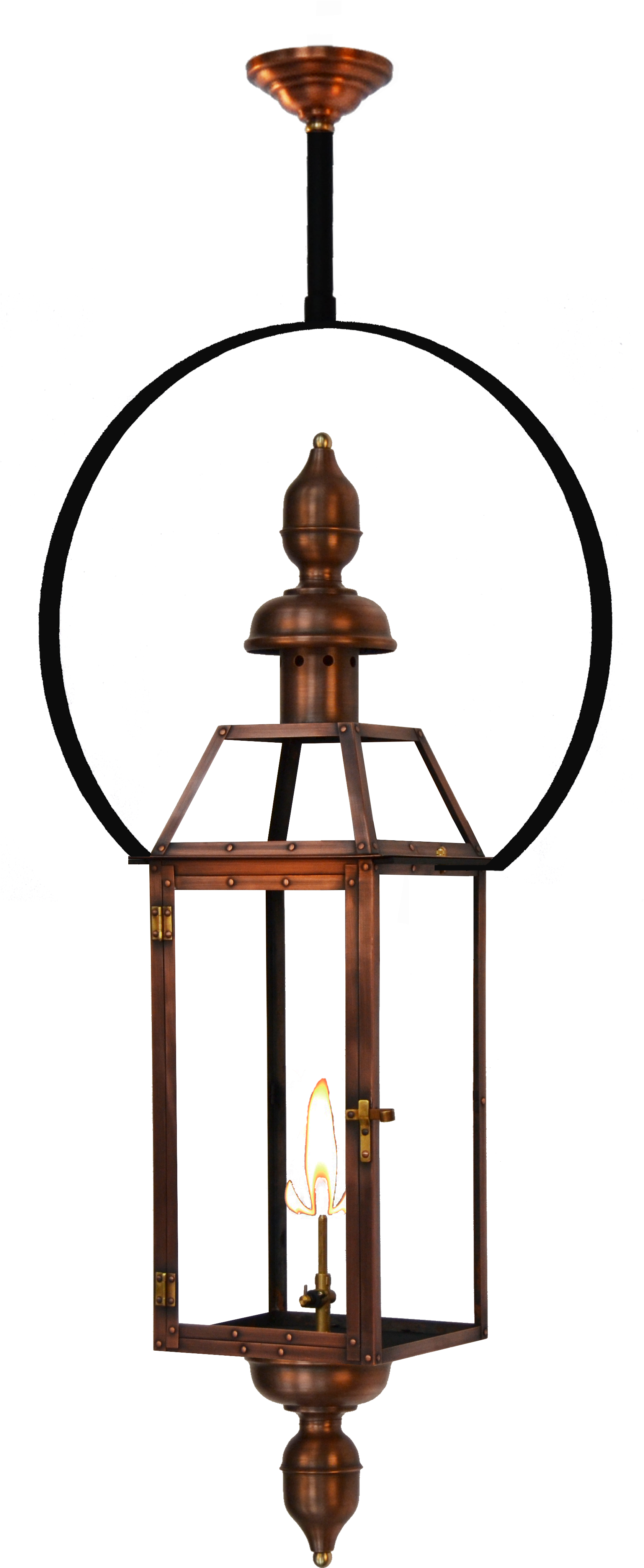 Oakley Lantern With London Top And Bottom Finials On - Brass (1832x4312), Png Download