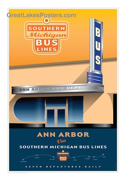 Great Lakes Posters Southern Michigan Bus Ann Arbor (766x766), Png Download