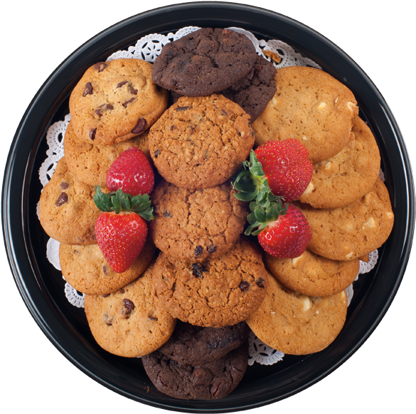 Assorted Cookie Platter - Chocolate Chip Cookie (600x593), Png Download