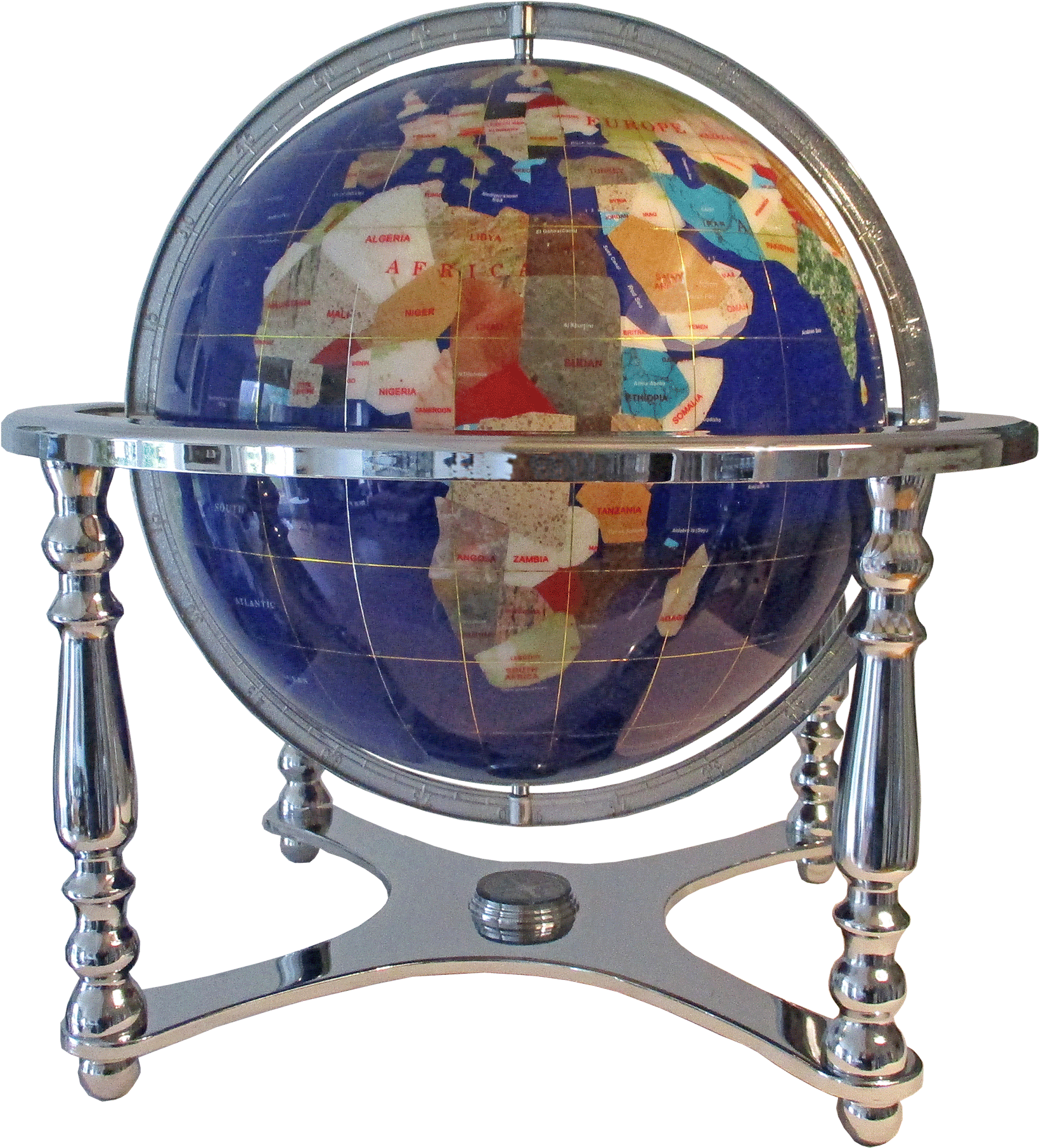 Globe Terrestre De Bureau 33 Cm Bleu Lapis 4 Pieds - Globe (1804x1932), Png Download
