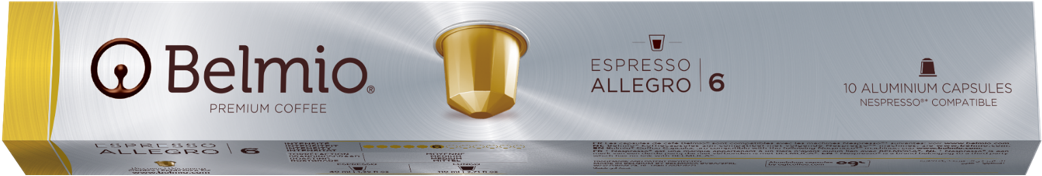 Belmio Espresso Allegro Nespresso Compatible Capsule - Coffee (1253x336), Png Download