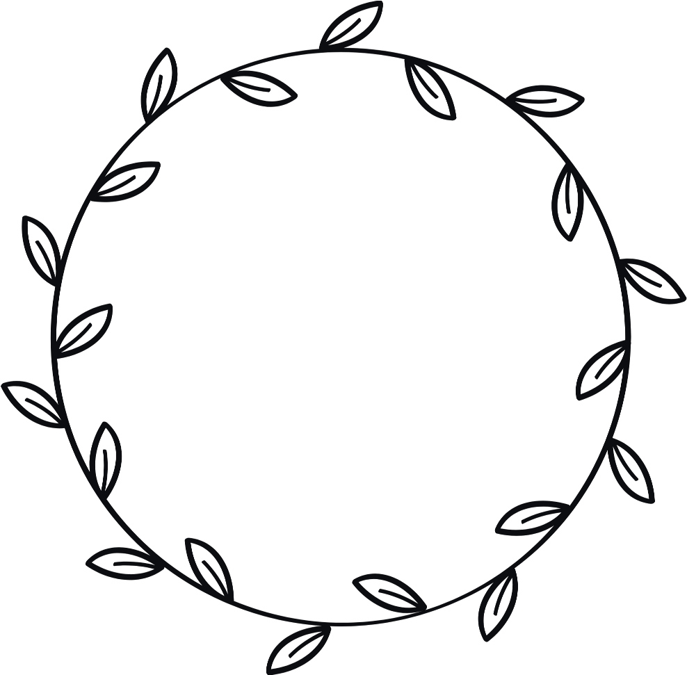 Border Wreath Leaves Leaf Flower Black Ink Outlined - Instagram (1024x1024), Png Download