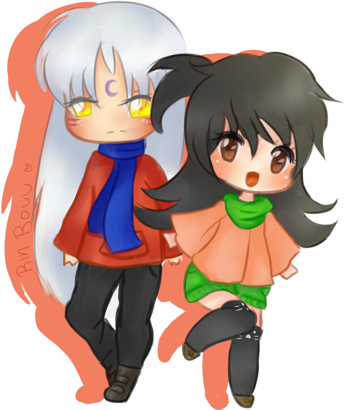 #rin #sesshomaru #sesshomaruxrin - Cartoon (741x900), Png Download