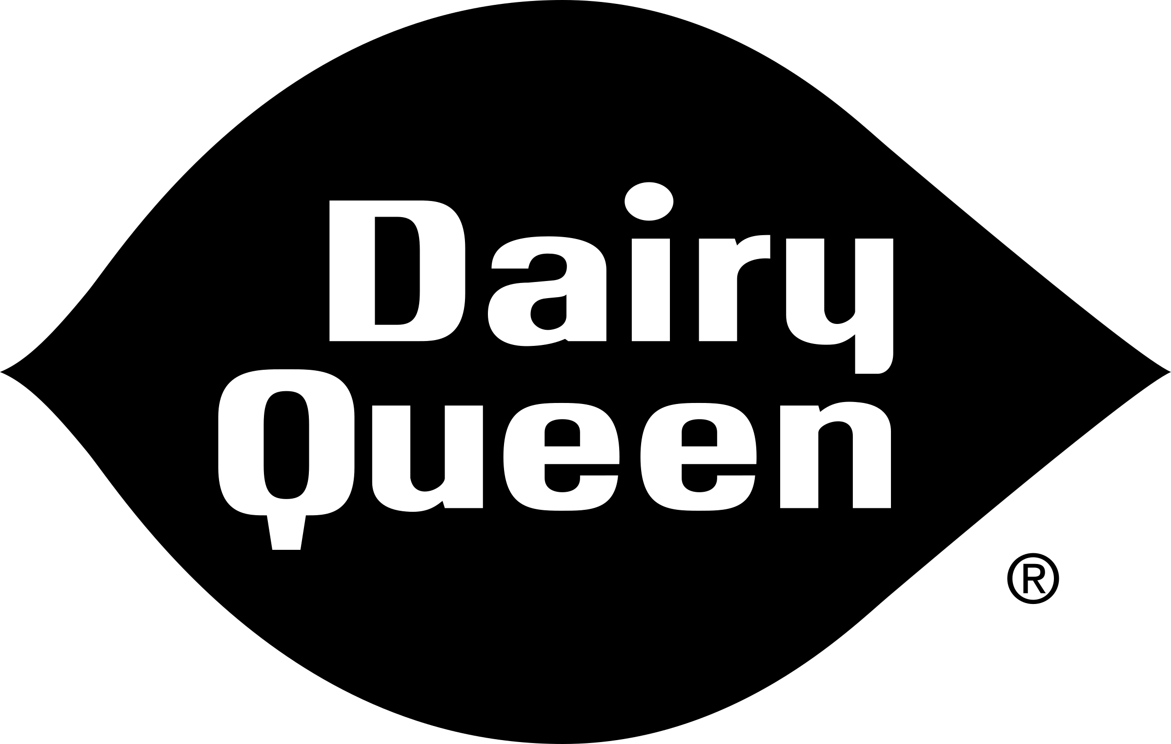 Dairy Queen 2 Logo Black And White - Dairy Queen White Logo (2400x1525), Png Download