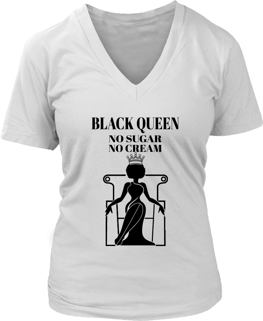 Black Queen No Sugar No Cream V Neck T Shirts - Tik Tok T Shirt (1024x1024), Png Download