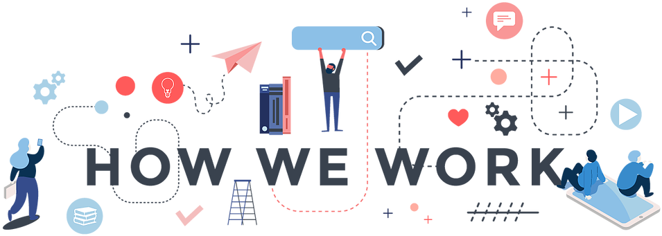 Elevate Website Icons How We Work - Diagram (982x392), Png Download