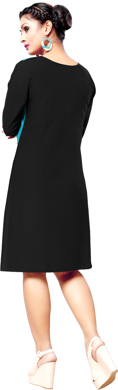 Yuri's Multicoloured Cotton Straight Kurti - Sukienka Z Szyfonowymi Rękawami (1500x1500), Png Download