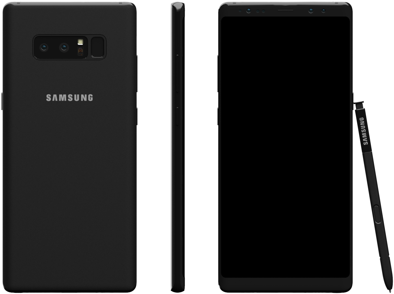 Samsung Galaxy Note8 Skin Midnight Black - Smartphone (2000x1200), Png Download