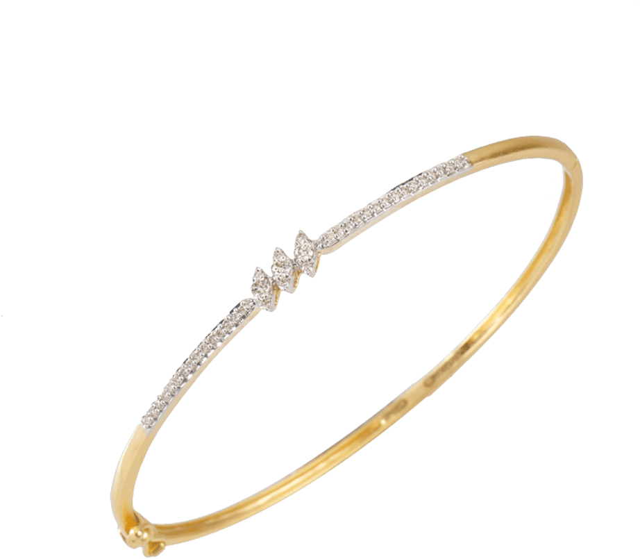 18kt Yellow Gold And Diamond Bangle - Bangle (1000x1000), Png Download