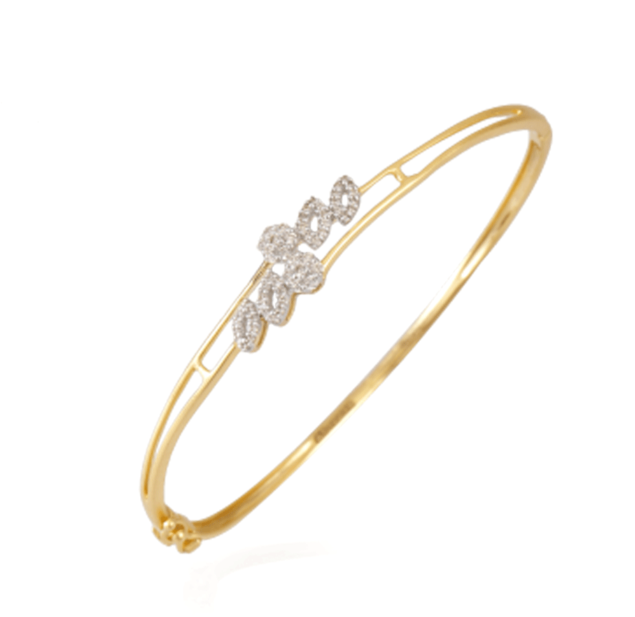 18kt Yellow Gold And Diamond Bangle - Bangle (1000x1000), Png Download
