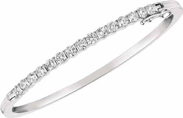 18kt White Gold Gemlok Diamond Bangle - Bangle (600x600), Png Download