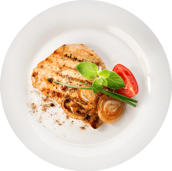 A Balanced Diet Is Beer And - White Plate With Food (567x565), Png Download