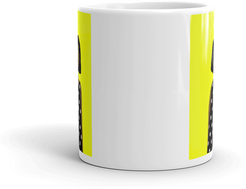 Woman In Polka Dot Dress With Yellow Background Ceramic - Coffee Table (1000x1000), Png Download