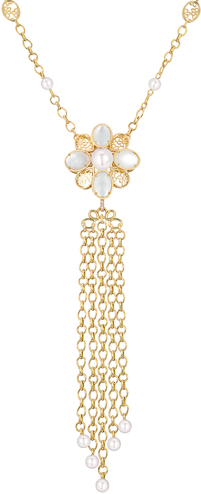 Discover Les Perles De Chanel - Gold Necklace With Diamond (402x985), Png Download