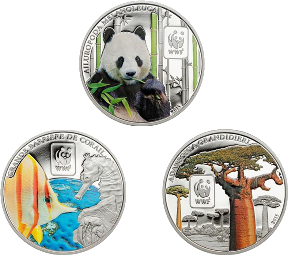 2015 Wwf 3-coin Set - Monedas Republica Centro Africana (941x941), Png Download