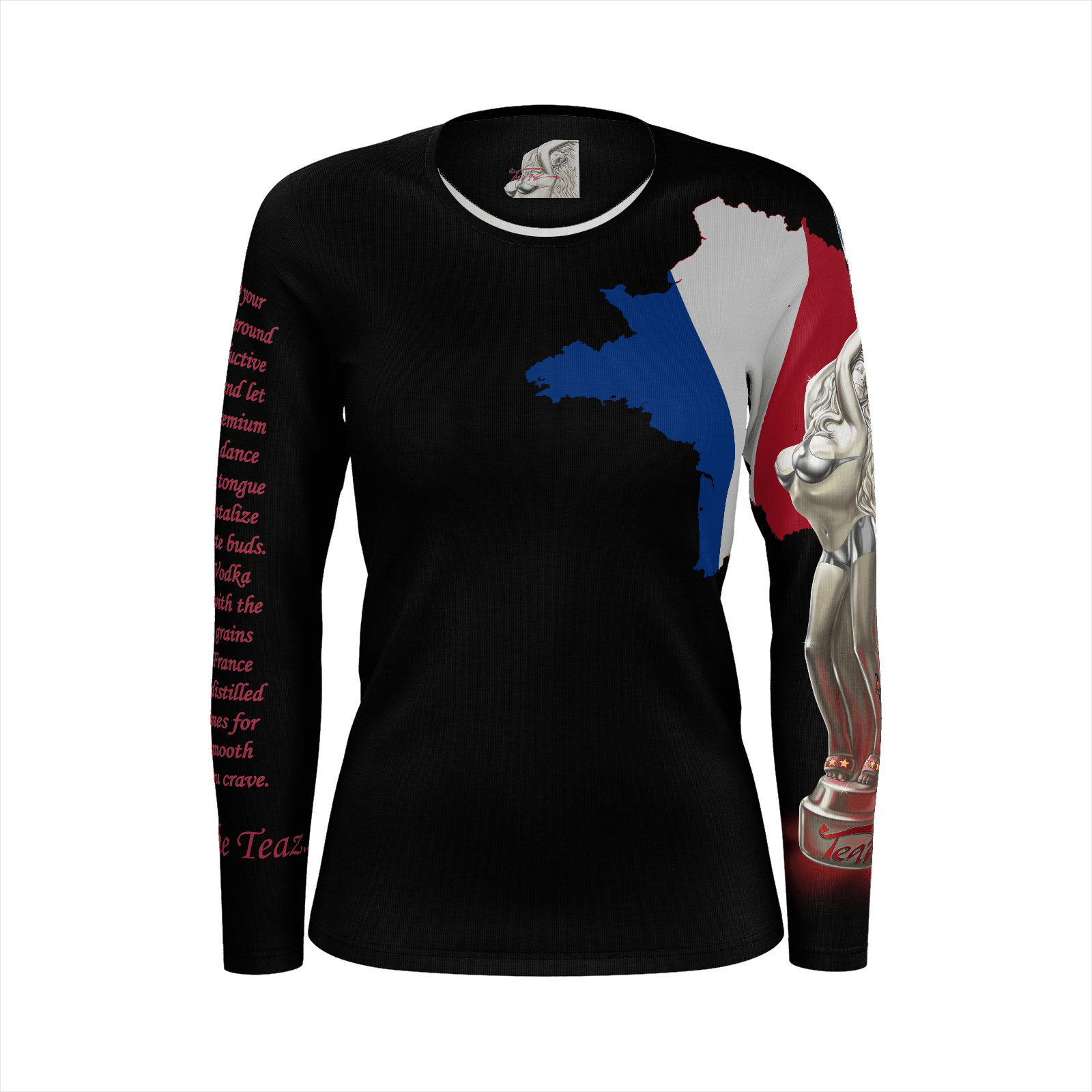 Teaz Girl , Slogan Sleeve, France, Black Shirt - Long-sleeved T-shirt (1600x1600), Png Download