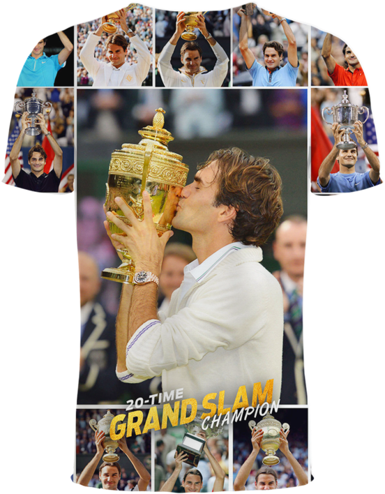 Roger Federer Tennis 3d T-shirt - Roger Federer 8 Wimbledon Titles (760x759), Png Download