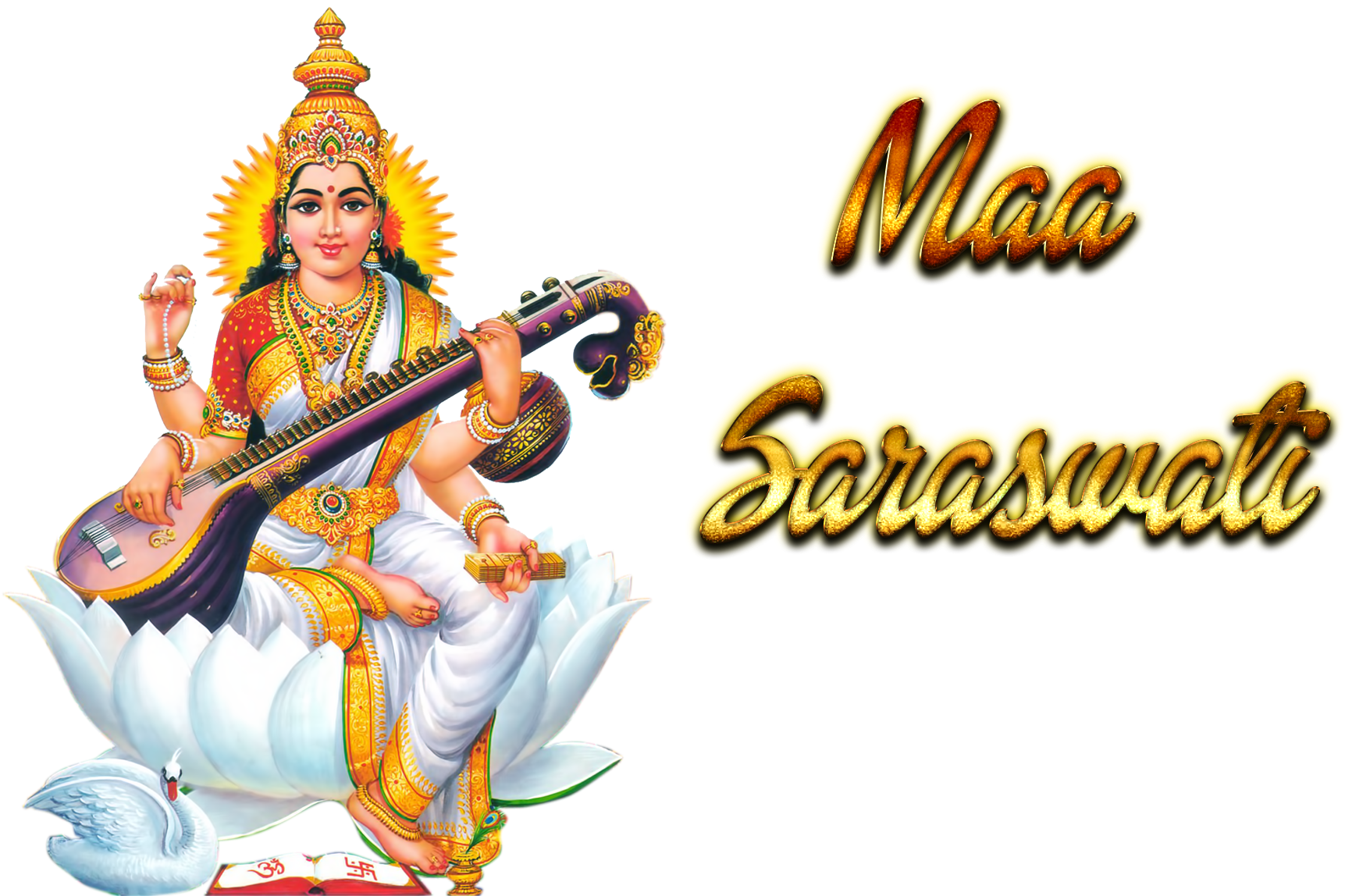 Saraswati Puja 2019 Png Image File - Maa Saraswati Hd Png (1920x1200), Png Download