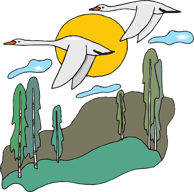 Free Nature Scene Hd Photo - Clipart Geese Flying (640x635), Png Download