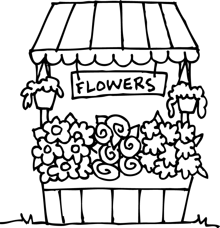 Graphic Royalty Free Drawing At Getdrawings Com Free - Flower Shop Black And White (773x800), Png Download