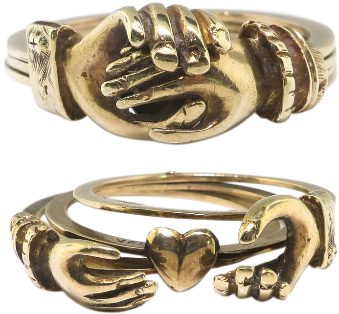 Ruby Lane - Rare Antique Gimmel Ring (692x692), Png Download