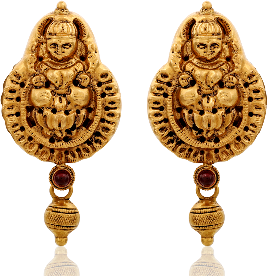 Divine Goddess Lakshmi Earrings - Brass (1000x1000), Png Download