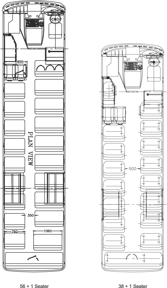 Tata Starbus Ultra Skool 38 Ac Plan View - Technical Drawing (1000x1000), Png Download
