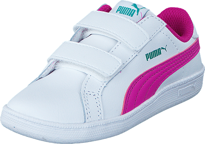 Puma Smash Fun L V Kids 011 Wht/pink 57416-01 Womens - Puma Smash Fun White Pink (705x494), Png Download
