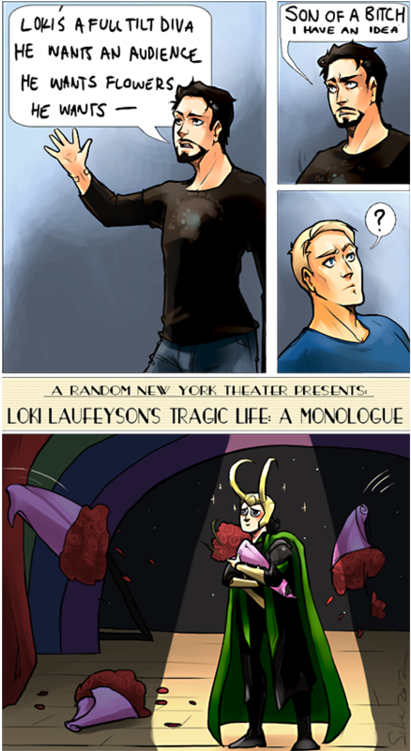 Loki And Tony Stark Fan Art (469x750), Png Download