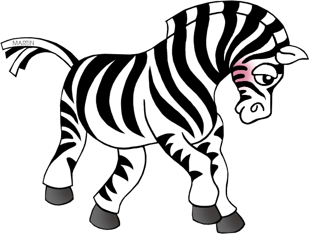 Animals Clip Art By Phillip Martin - Zebra Animals Clip Art (648x497), Png Download
