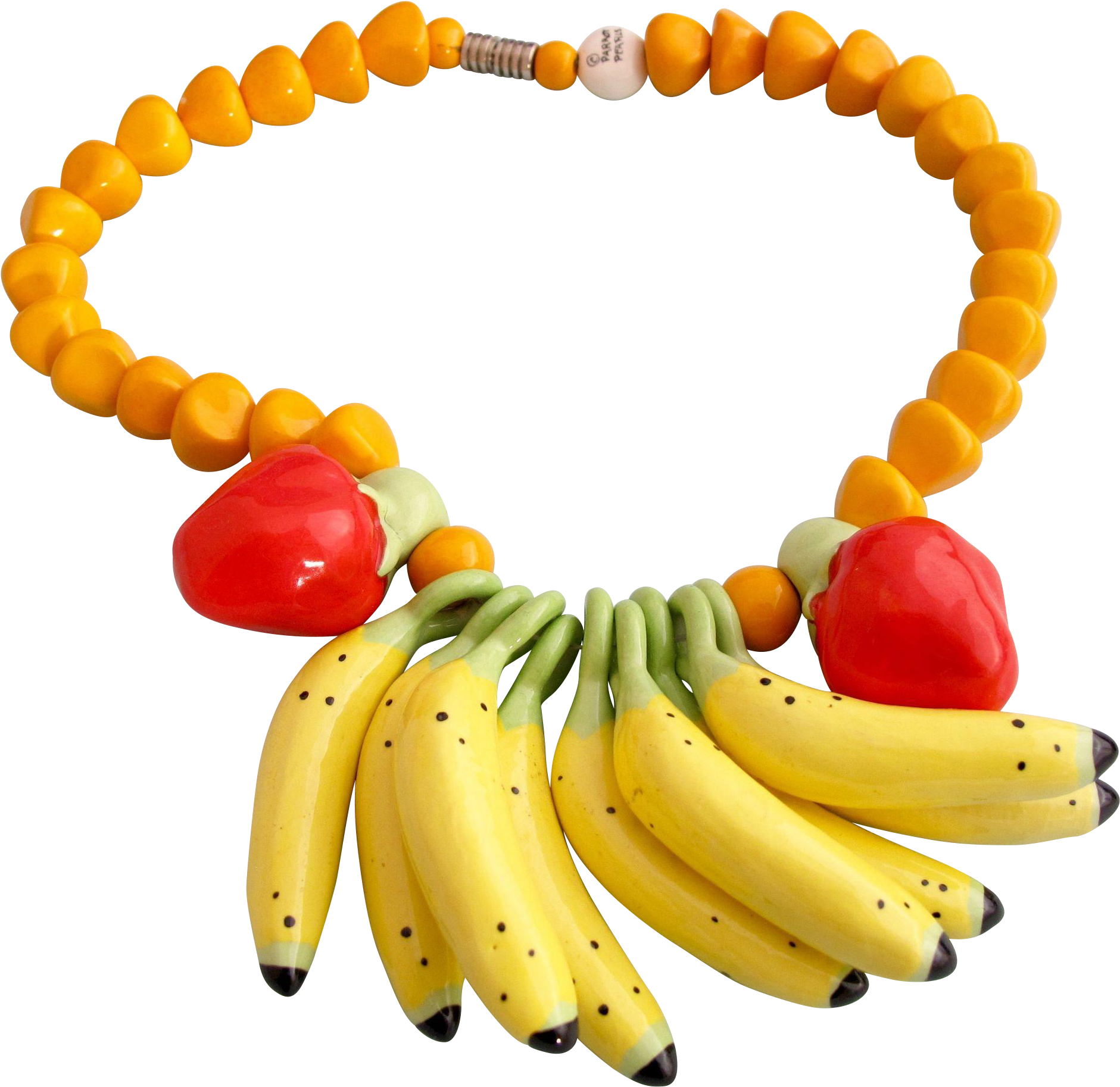 Vintage Parrot Pearls Banana Bunch Ceramic Necklace - Saba Banana (1880x1880), Png Download