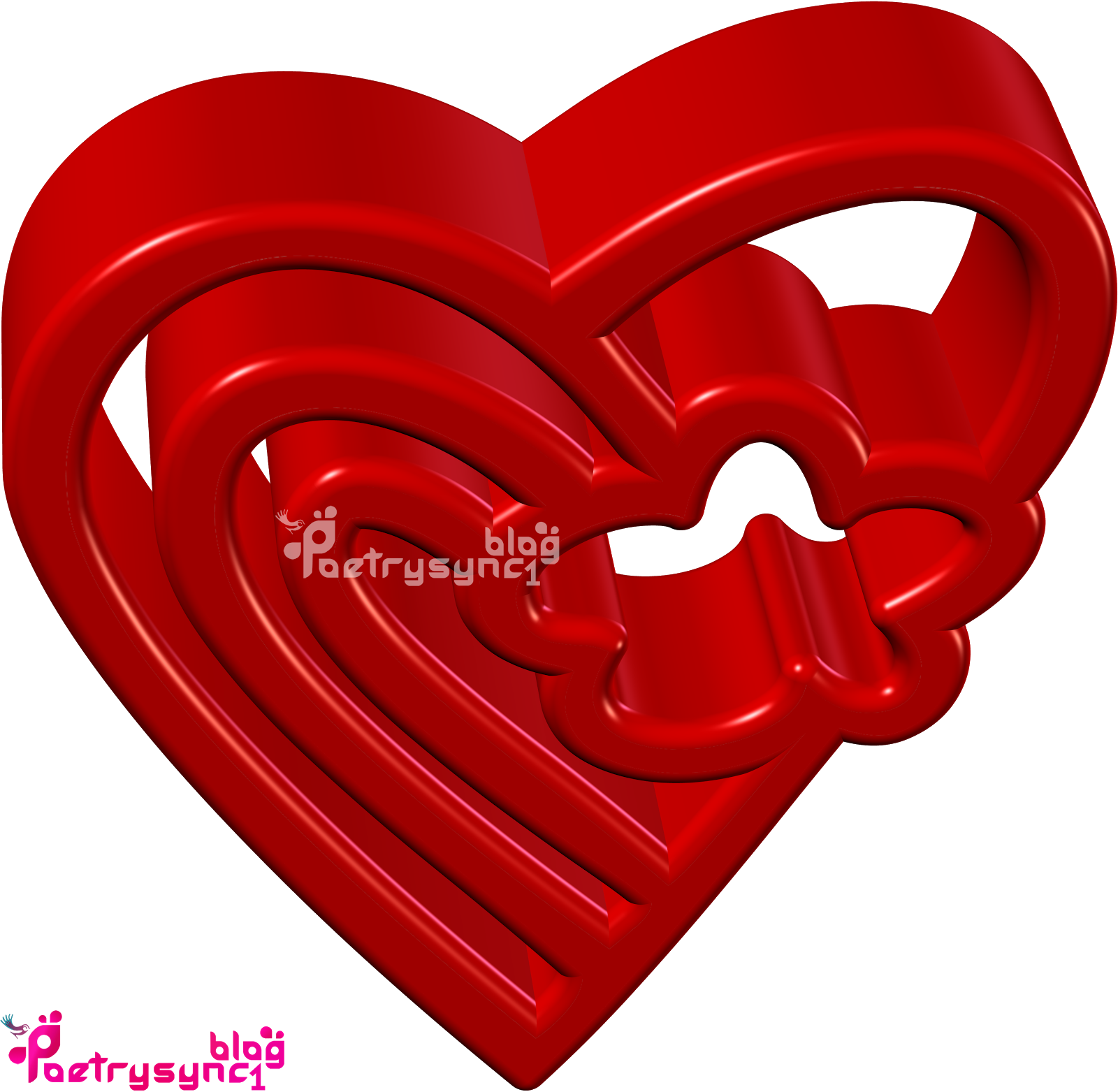 Love 3d Red Hearts Images With Messages - Heart (1600x1563), Png Download