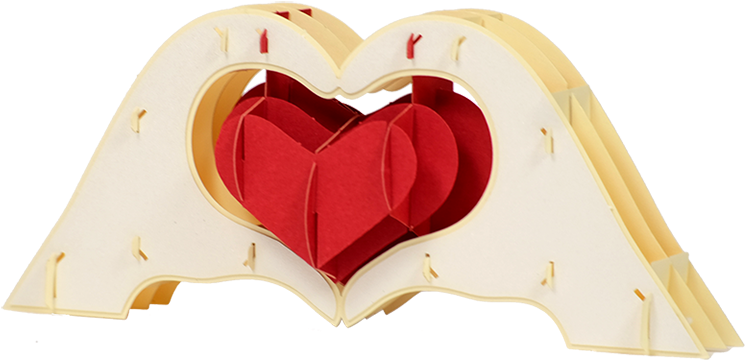 Hand Heart Pop Up Card - Heart (1280x720), Png Download