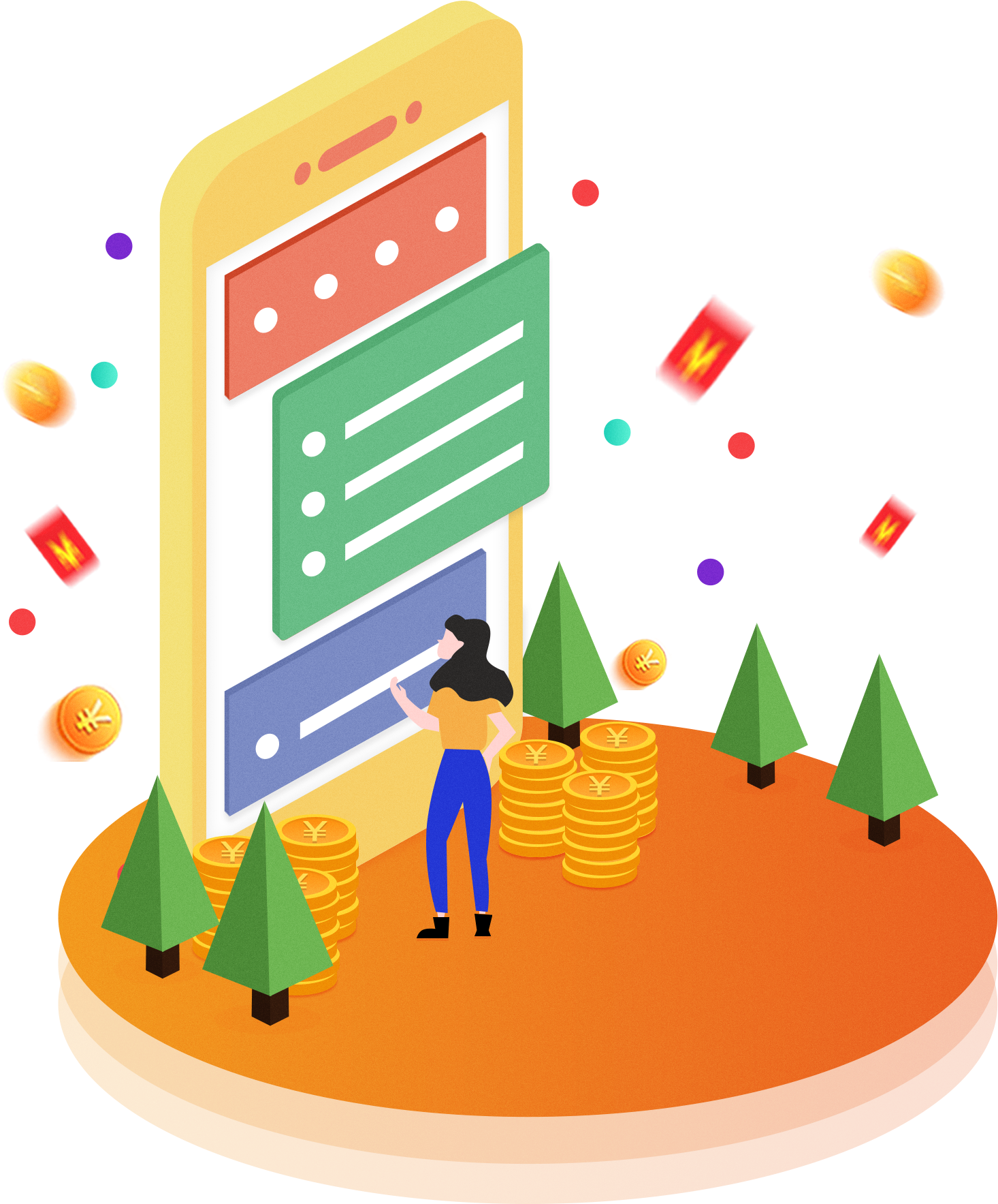 5d Elements Gold Coins Mobile Phone Financial Management (2000x2000), Png Download