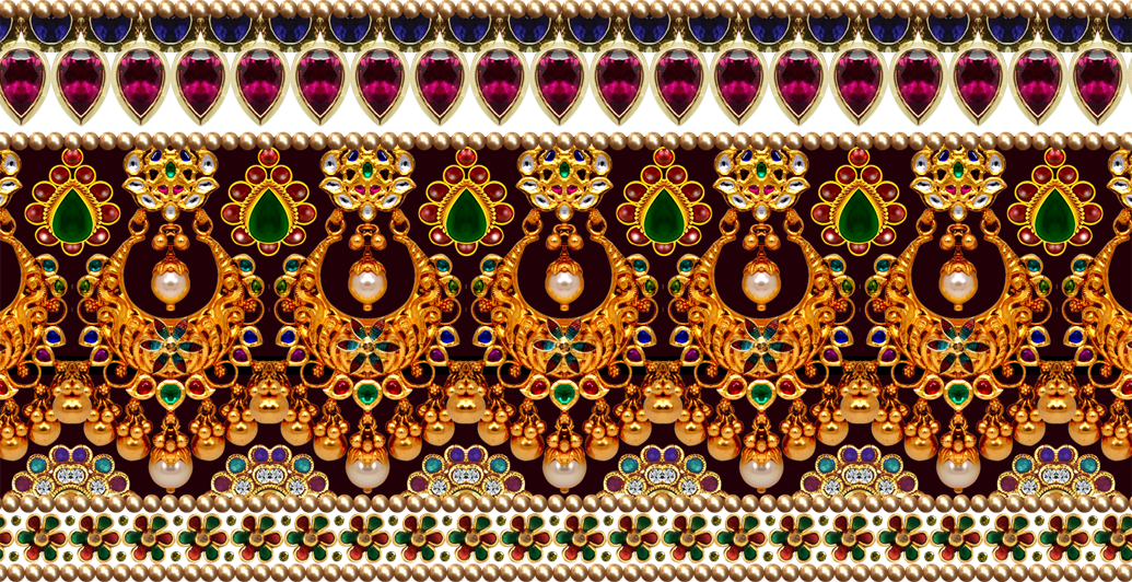 Textile Digital Jewellery Neck Design, Textile Design,print - Motif (1035x532), Png Download
